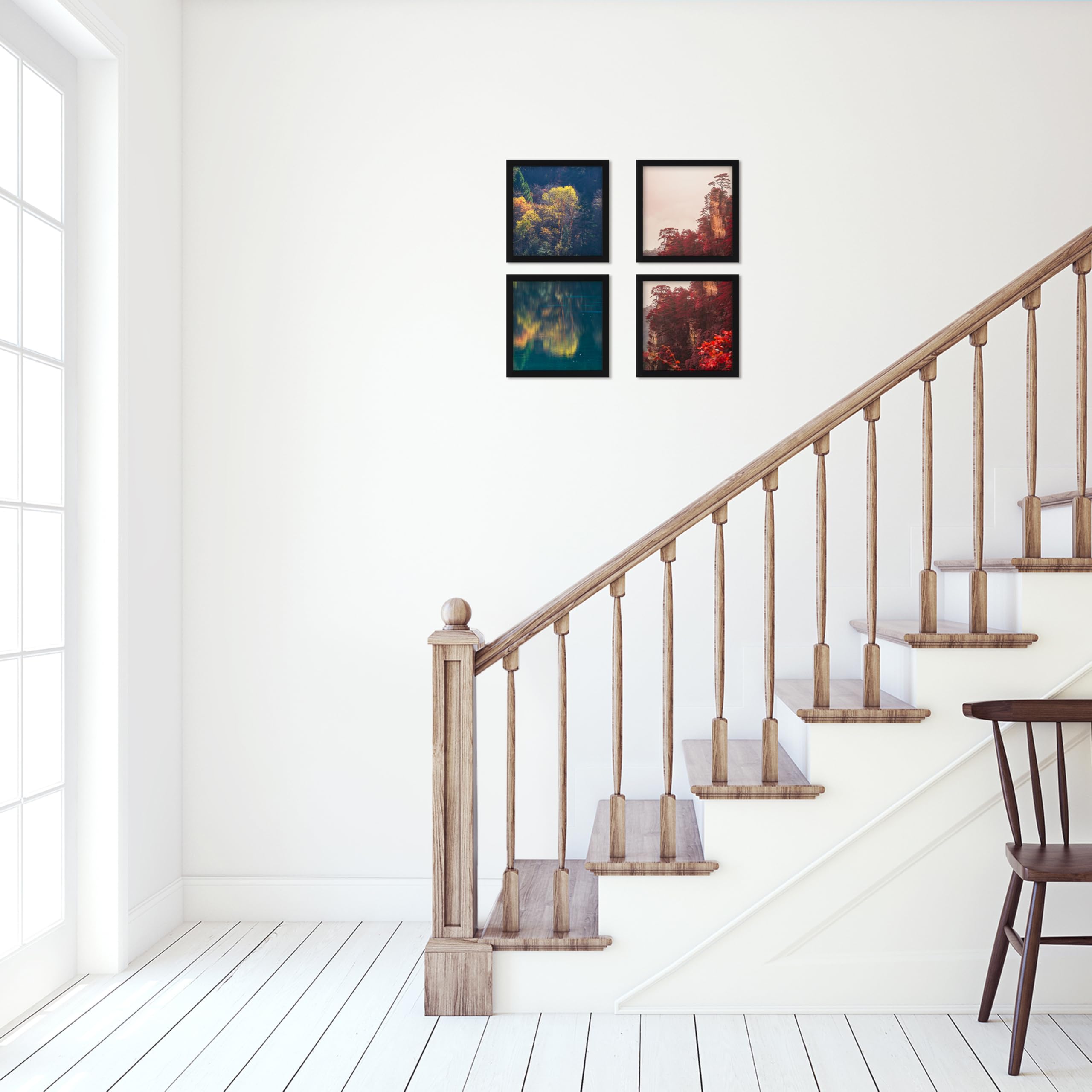 CORE ART 10x10 Picture Frame Set of 4, Display Pictures 8x8 with Mat or 10 x 10 without Mat, Multi Photo Frames Collage for Wall